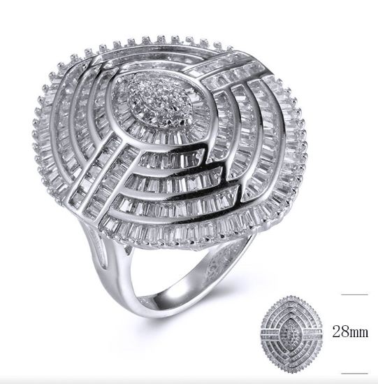 SJ31675, Ladies' Moissanite Ring, S925, Rhodium Plated, White, 9.6g