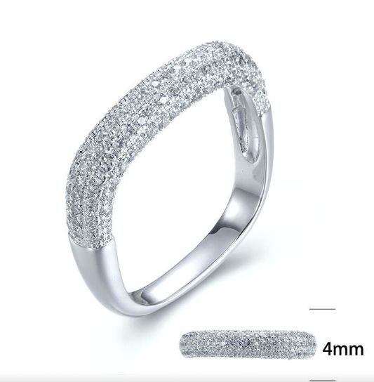 SJ27110, Ladies' Moissanite Ring, S925, Rhodium Plated, White, 2.97g