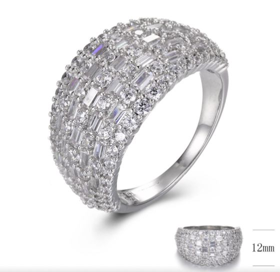 SJ29767, Ladies' Moissanite Ring, S925, Rhodium Plated, White, 5.69g