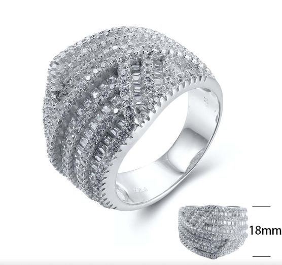 SJ24820, Ladies' Moissanite Ring, S925, Rhodium Plated, White, 4g