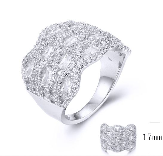 SJ33896, Ladies' Moissanite Ring, S925, Rhodium Plated, White, 7.08g