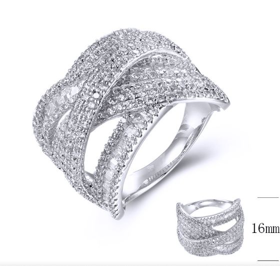 SJ38929, Ladies' Moissanite Ring, S925, Rhodium Plated, White, 8.24g