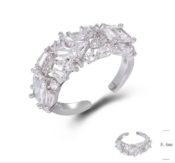 SJ47681, Ladies' Moissanite Ring, S925, Rhodium Plated, White, 3.61g
