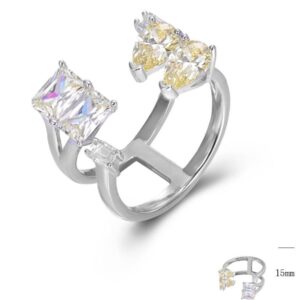SJ44799, Ladies' Moissanite Ring, S925, Rhodium Plated, White, 4.82g