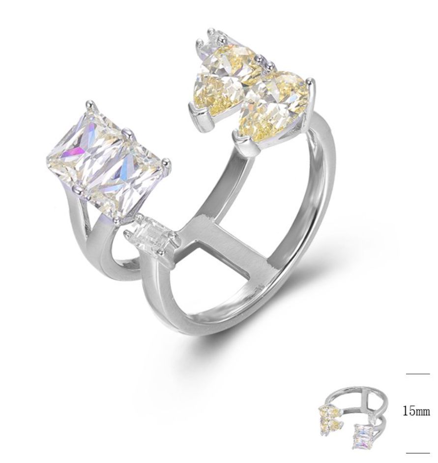 SJ44799, Ladies' Moissanite Ring, S925, Rhodium Plated, White, 4.82g