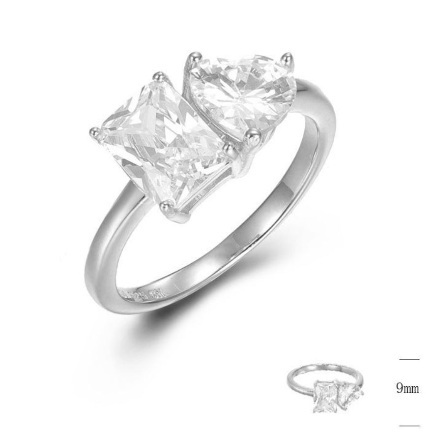 SJ45748, Ladies' Moissanite Ring, S925, Rhodium Plated, White, 3.08g