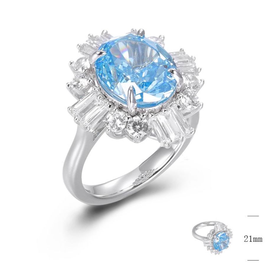 BG01396, Ladies' Moissanite Ring, S925, Rhodium Plated, White, 6.35g