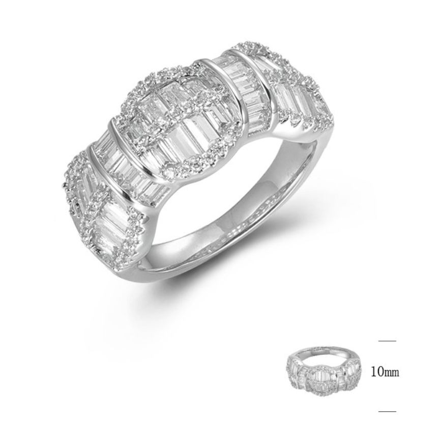SJ44742, Ladies' Moissanite Ring, S925, Rhodium Plated, White, 4.95g