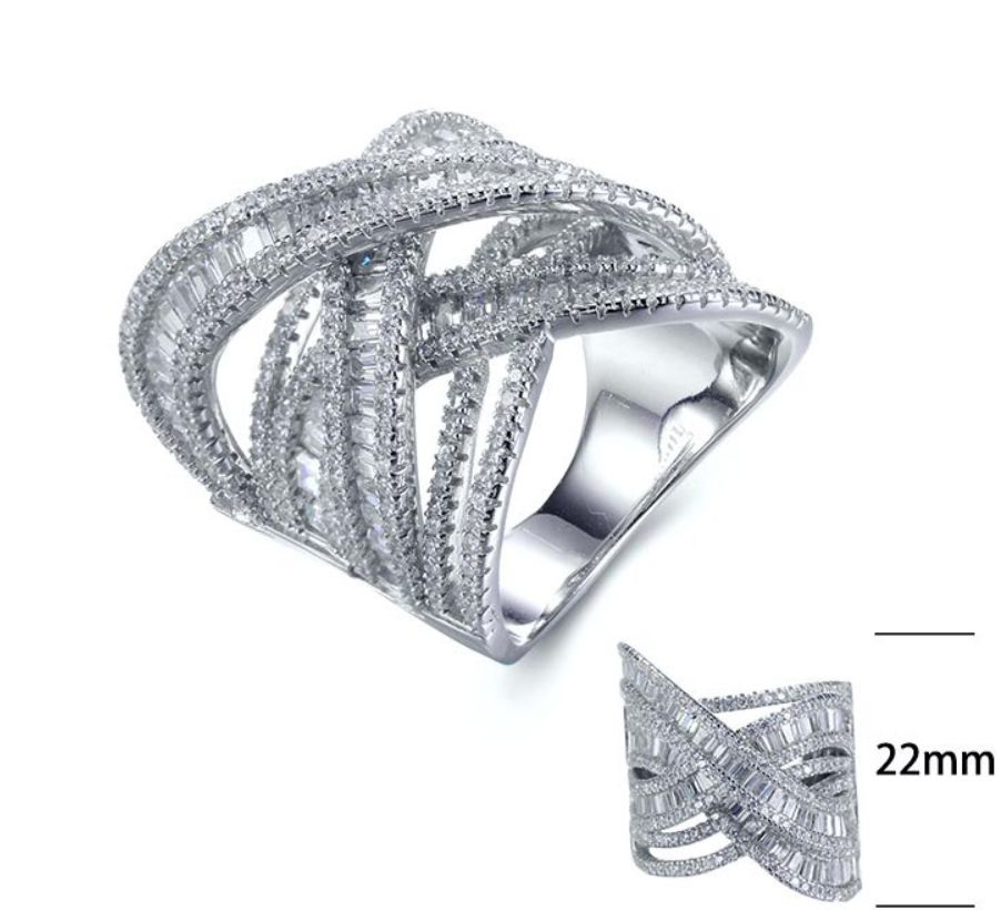 SJ27402, Ladies' Moissanite Ring, S925, Rhodium Plated, White, 12.55g