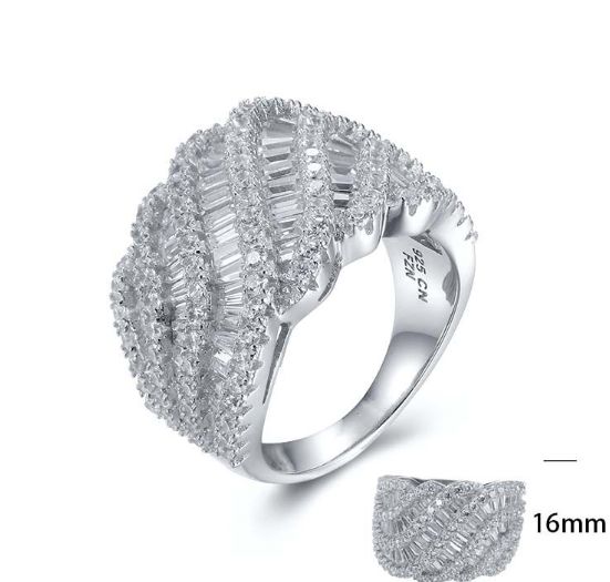 SJ25861, Ladies' Moissanite Ring, S925, Rhodium Plated, White, 10.47g