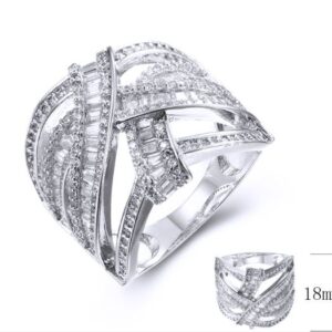 SJ38018, Ladies' Moissanite Ring, S925, Rhodium Plated, White, 9.12g