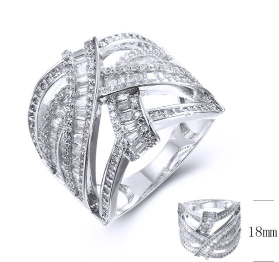 SJ38018, Ladies' Moissanite Ring, S925, Rhodium Plated, White, 9.12g