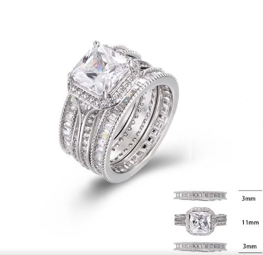 SJ40077, Ladies' Moissanite Ring, S925, Rhodium Plated, White, 9.01g