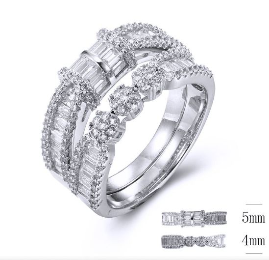 SJ33796, Ladies' Moissanite Ring, S925, Rhodium Plated, White, 6.71g
