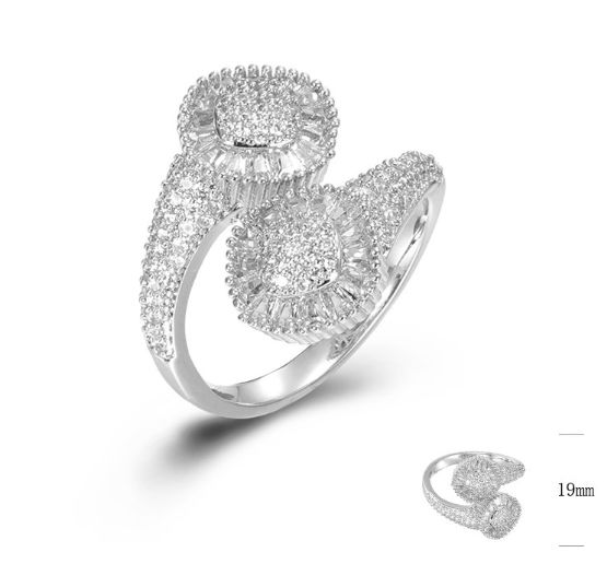 SJ44489, Ladies' Moissanite Ring, S925, Rhodium Plated, White, 4.76g