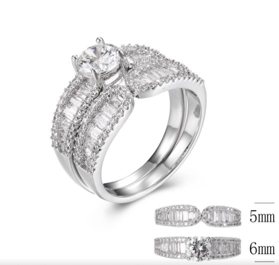 SJ30224, Ladies' Moissanite Ring, S925, Rhodium Plated, White, 6.12g