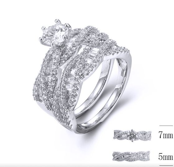 SJ33790, Ladies' Moissanite Ring, S925, Rhodium Plated, White, 6.95g