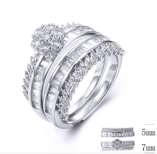 SJ33781, Ladies' Moissanite Ring, S925, Rhodium Plated, White, 5.64g