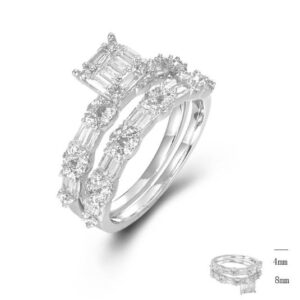 SJ45584, Ladies' Moissanite Ring, S925, Rhodium Plated, White, 4.39g