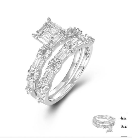 SJ45584, Ladies' Moissanite Ring, S925, Rhodium Plated, White, 4.39g