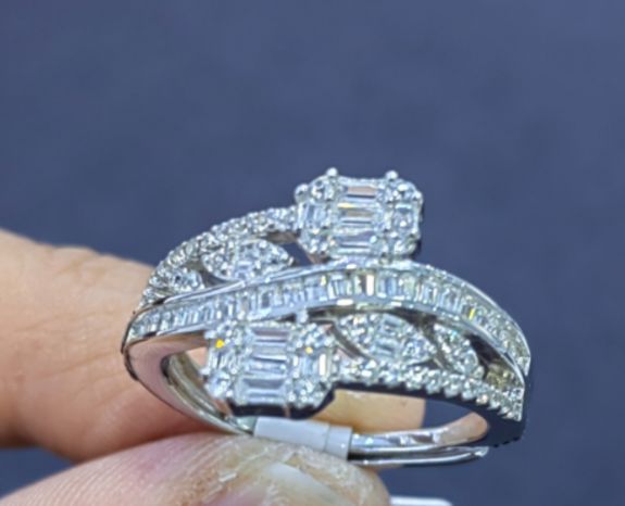 SJ46800, Ladies' Moissanite Ring, S925, Rhodium Plated, White, 3.79g