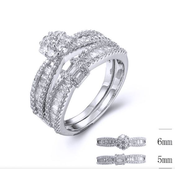 SJ33791, Ladies' Moissanite Ring, S925, Rhodium Plated, White, 5.66g