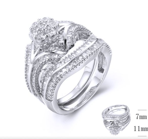 SJ39876, Ladies' Moissanite Ring, S925, Rhodium Plated, White, 7.71g