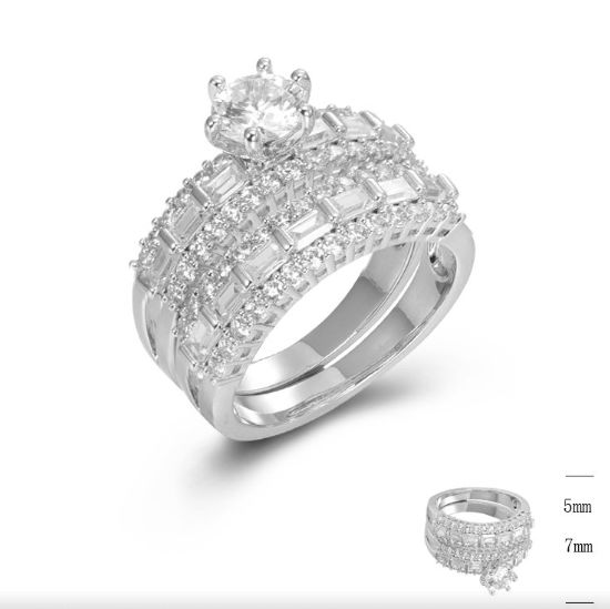SJ45375, Ladies' Moissanite Ring, S925, Rhodium Plated, White, 6.2g