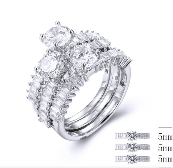 SJ33795, Ladies' Moissanite Ring, S925, Rhodium Plated, White, 6.81g