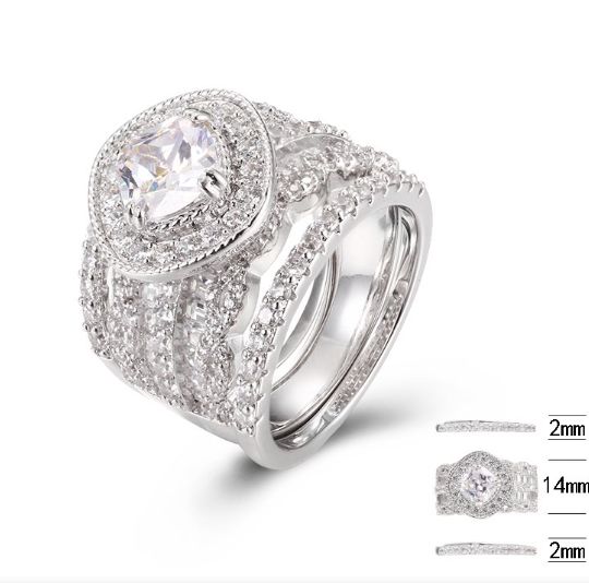 SJ40089, Ladies' Moissanite Ring, S925, Rhodium Plated, White, 11.77g