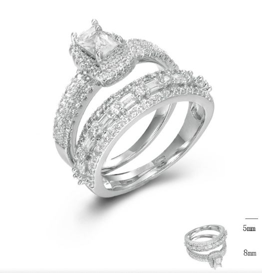 SJ45378, Ladies' Moissanite Ring, S925, Rhodium Plated, White, 6.12g