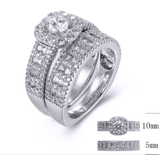 SJ38442, Ladies' Moissanite Ring, S925, Rhodium Plated, White, 9.68g