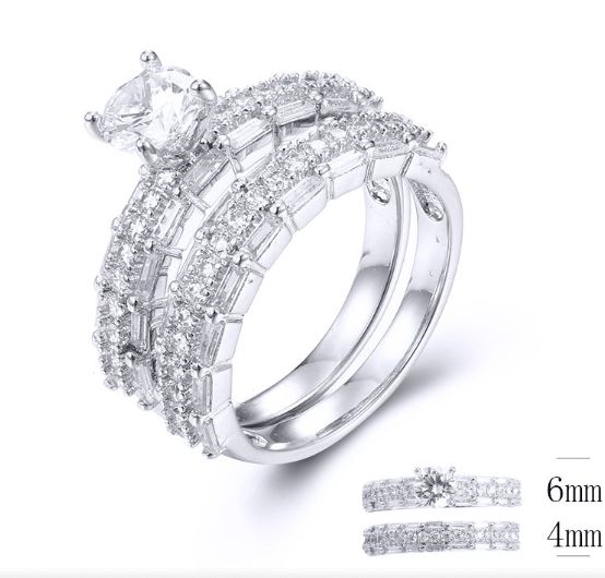 SJ33883, Ladies' Moissanite Ring, S925, Rhodium Plated, White, 5.7g