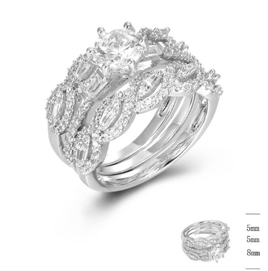 SJ45600, Ladies' Moissanite Ring, S925, Rhodium Plated, White, 4.7g