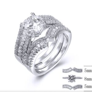SJ38618, Ladies' Moissanite Ring, S925, Rhodium Plated, White, 7.45g