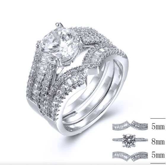 SJ38618, Ladies' Moissanite Ring, S925, Rhodium Plated, White, 7.45g