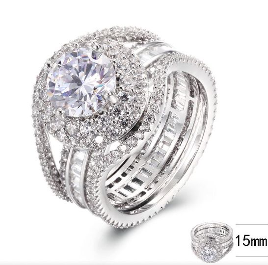 SJ40078, Ladies' Moissanite Ring, S925, Rhodium Plated, White, 8.42g