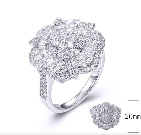 SJ33930, Ladies' Moissanite Ring, S925, Rhodium Plated, White, 5.74g