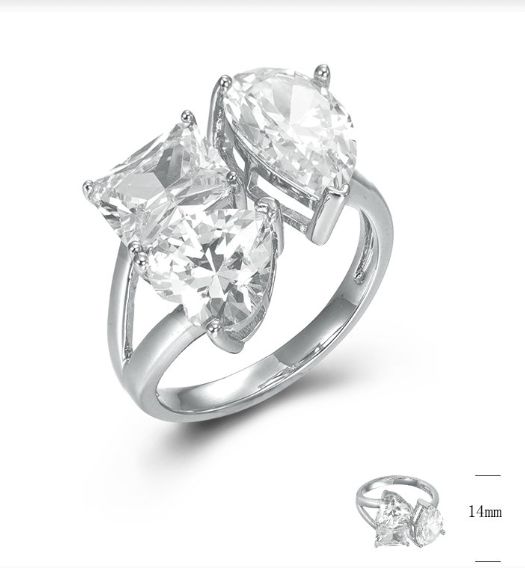 SJ44780, Ladies' Moissanite Ring, S925, Rhodium Plated, White, 5.3g