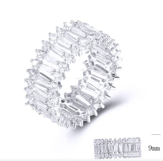SJ32209, Ladies' Moissanite Ring, S925, Rhodium Plated, White, 3.7g