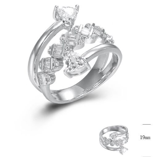 SJ45353, Ladies' Moissanite Ring, S925, Rhodium Plated, White, 5.24g