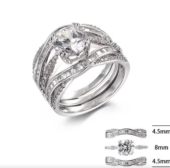 SJ38619, Ladies' Moissanite Ring, S925, Rhodium Plated, White, 6.67g