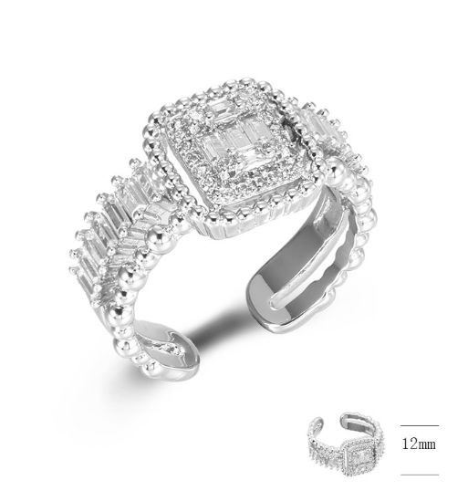 SJ42634, Ladies' Moissanite Ring, S925, Rhodium Plated, White, 3.97g