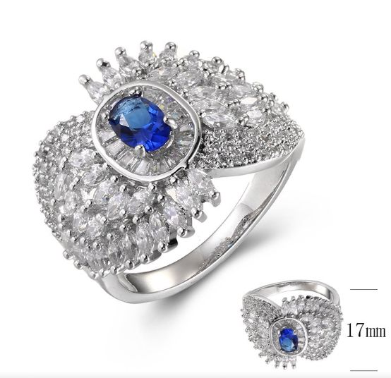 SJ30465, Ladies' Moissanite Ring, S925, Rhodium Plated, White, 5.15g