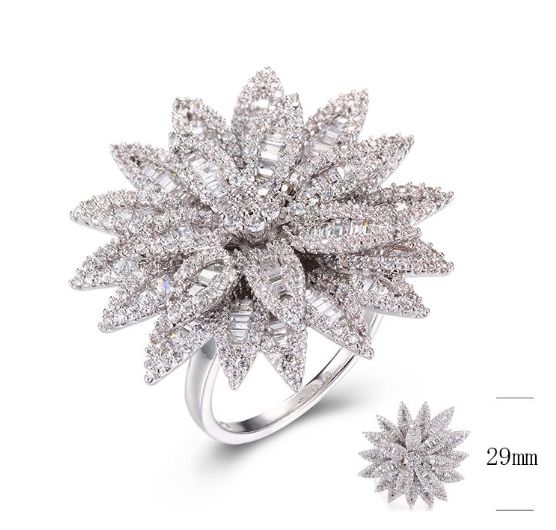 SJ26572, Ladies' Moissanite Ring, S925, Rhodium Plated, White, 10.61g