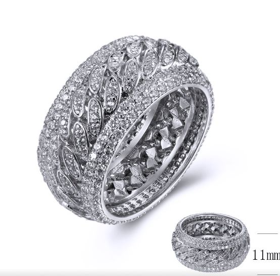 SJ38488, Ladies' Moissanite Ring, S925, Rhodium Plated, White, 9.75g