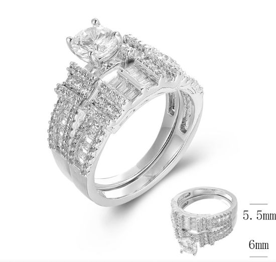 SJ41714, Ladies' Moissanite Ring, S925, Rhodium Plated, White, 5.52g
