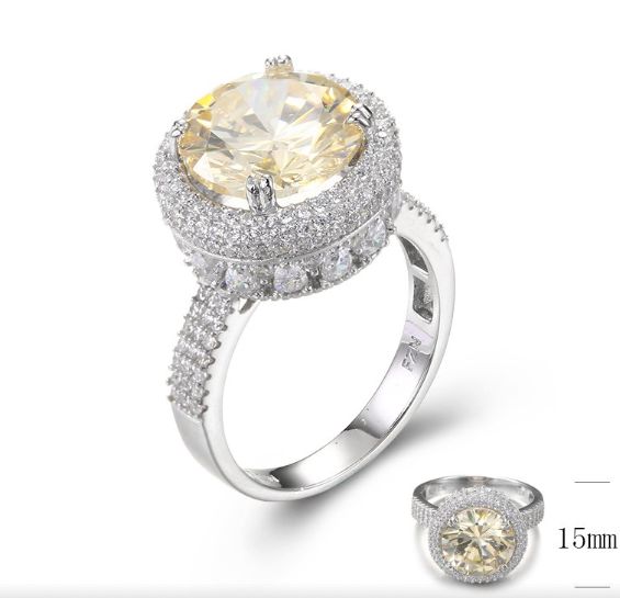 SJ34514, Ladies' Moissanite Ring, S925, Rhodium Plated, White, 5.4g