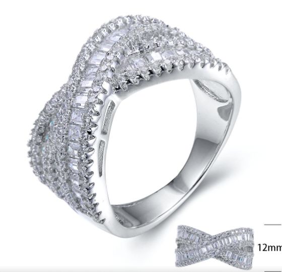 SJ25357, Ladies' Moissanite Ring, S925, Rhodium Plated, White, 6.54g