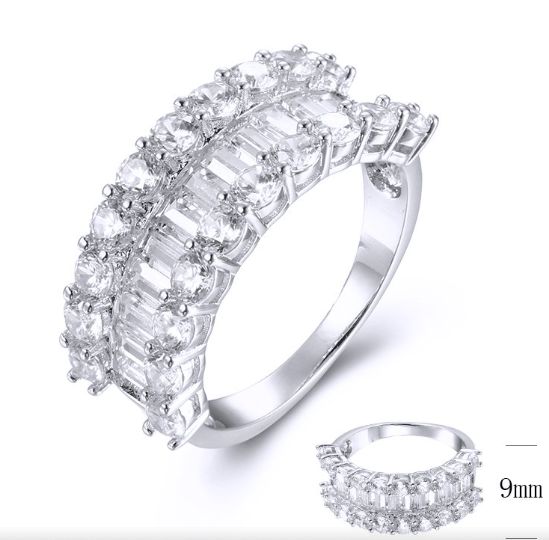 SJ38683, Ladies' Moissanite Ring, S925, Rhodium Plated, White, 4.47g